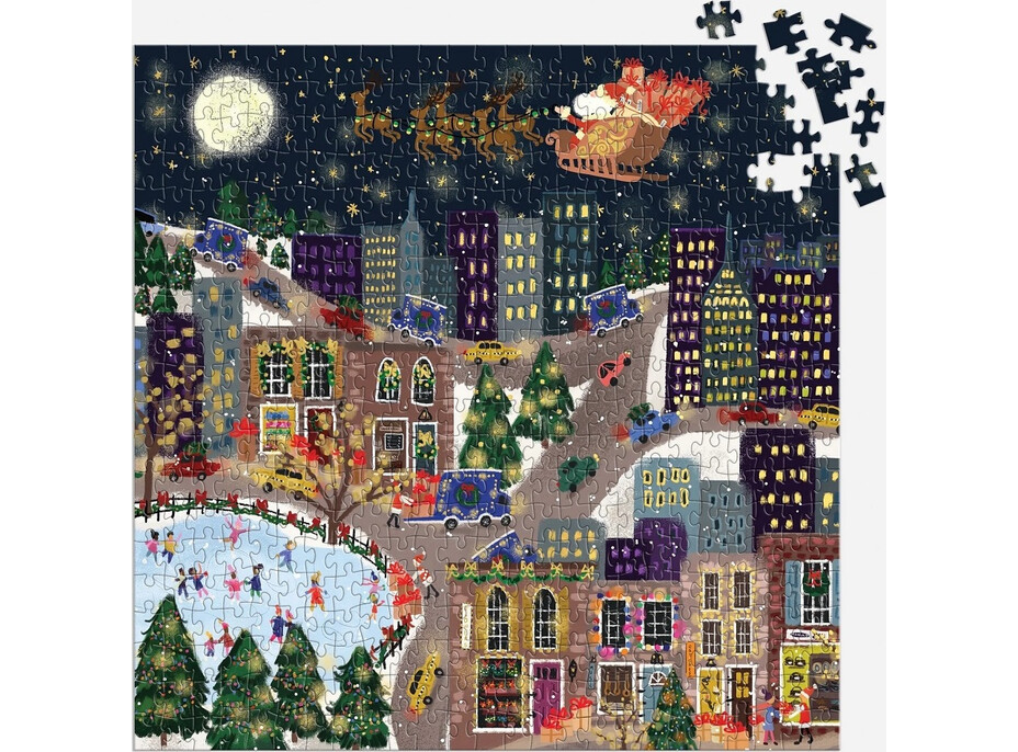 Galison Fóliové puzzle Joy Laforme Vianočné mestečko Presentville 500 dielikov