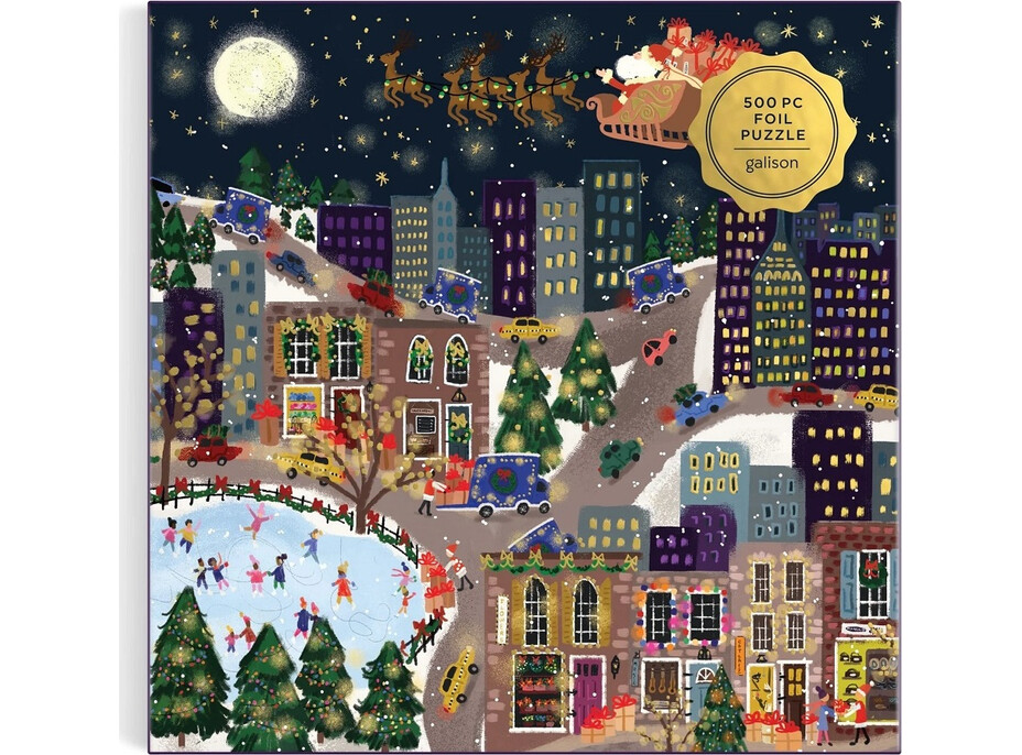 Galison Fóliové puzzle Joy Laforme Vianočné mestečko Presentville 500 dielikov