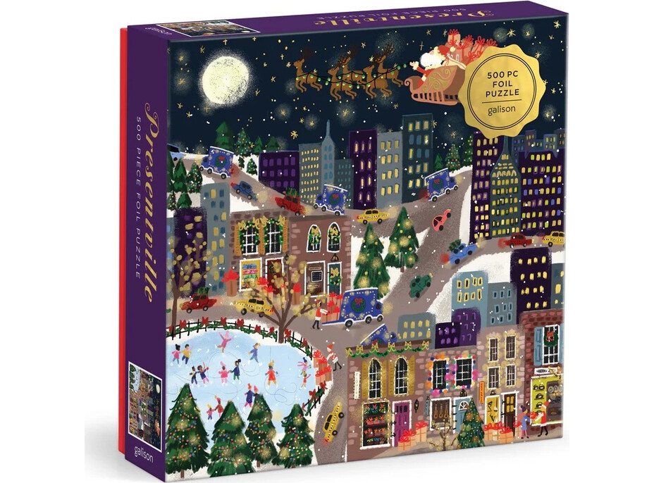 Galison Fóliové puzzle Joy Laforme Vianočné mestečko Presentville 500 dielikov