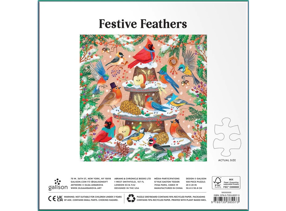 Galison Fóliové puzzle Zimné vtáky 500 dielikov