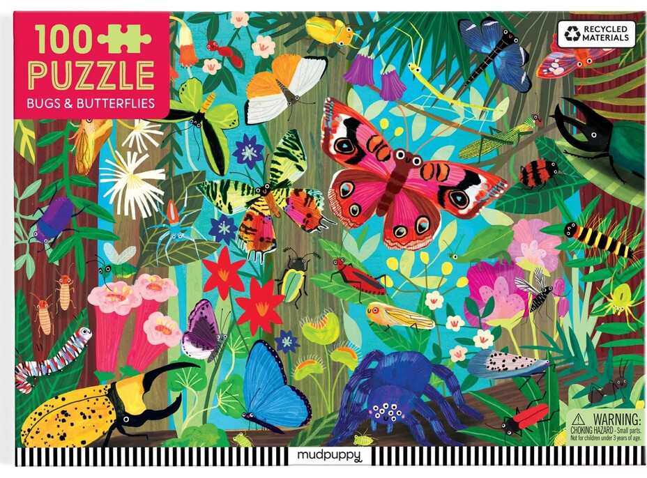 Mudpuppy Puzzle Motýle a hmyz 100 dielikov