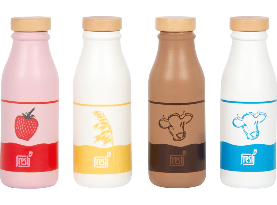 small foot Drevená prepravka s mliečnymi nápojmi