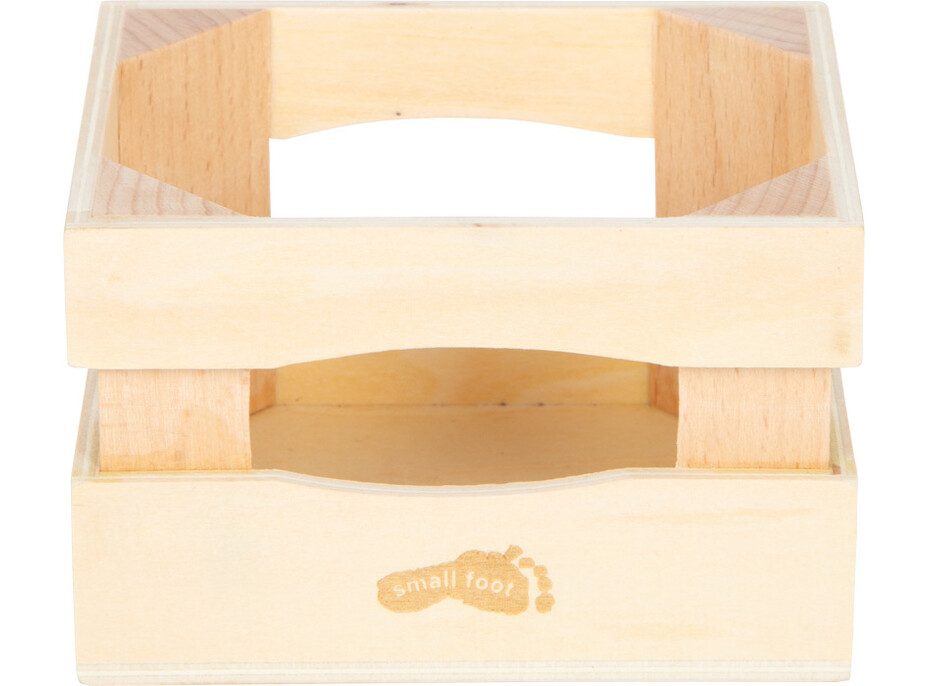 small foot Drevená prepravka s mliečnymi nápojmi