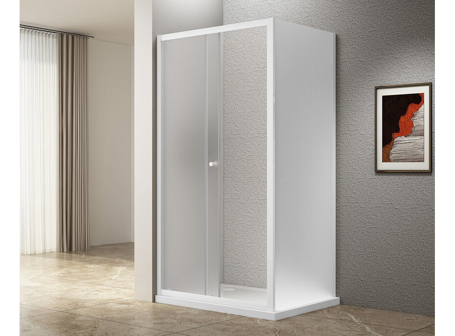 Aqualine UGGA obdĺžnikový sprchovací kút 1000x800mm, sklo Brick, biela AWS100-01