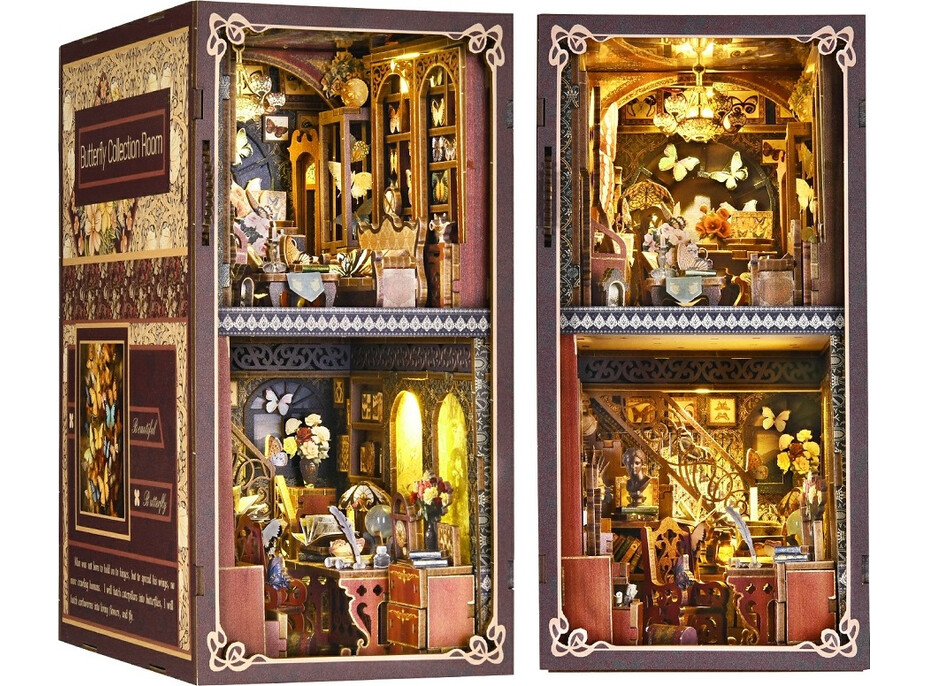 2Kids Toys 3D skladačka Zarážka na knihy Miniatúra domčeka Dom zberateľov motýľov