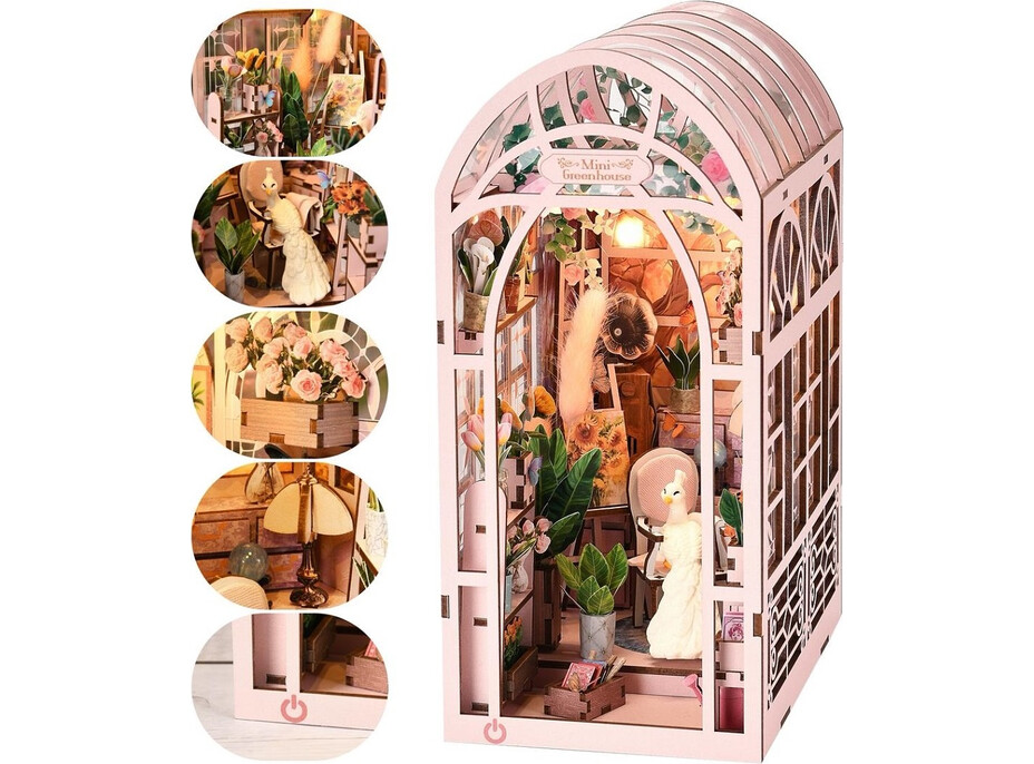 2Kids Toys 3D skladačka Zarážka na knihy Miniatúra domčeka Skleník umelkyne