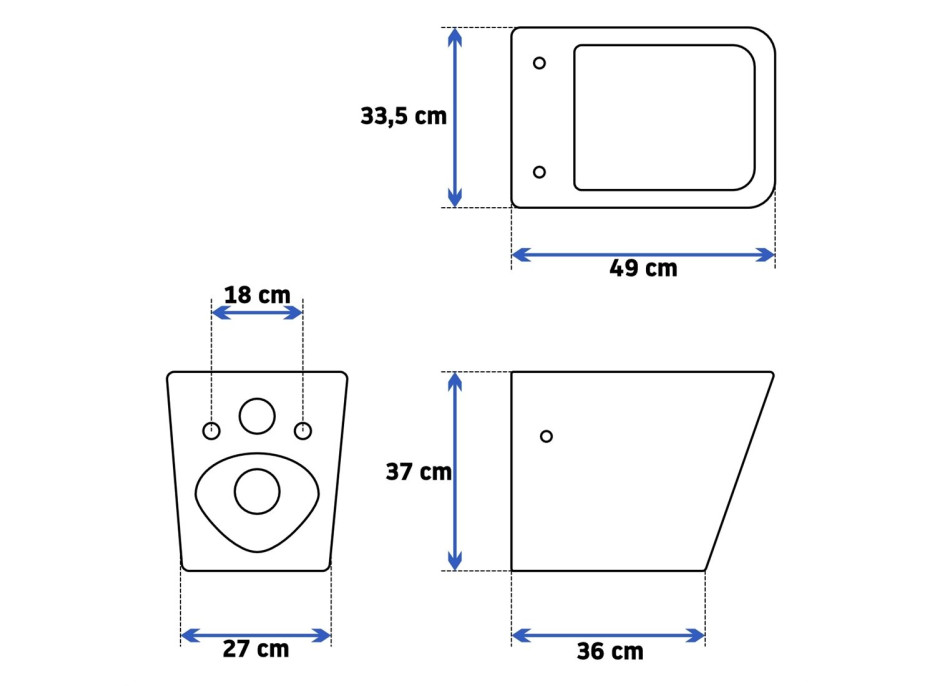 Závesné WC MAXMAX Rea RAUL RIMLESS