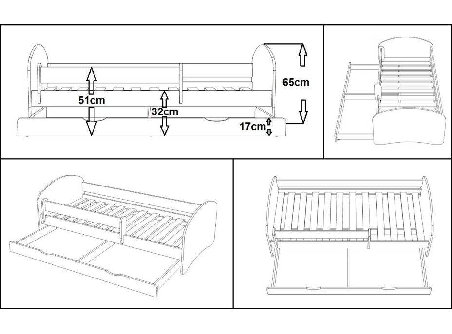 Detská posteľ so zásuvkou APPLE 200x90 cm