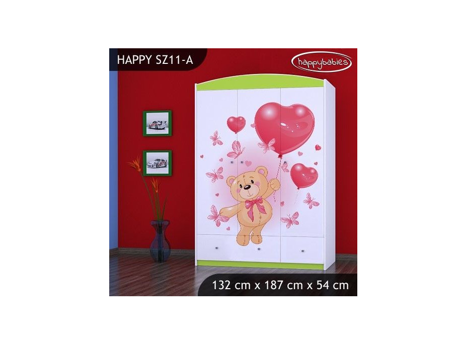 Detská skriňa MACKO S BALONKY - TYP 11