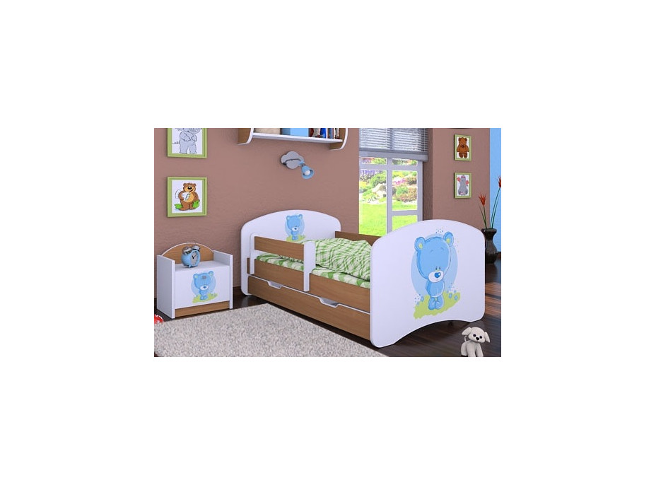 Detská posteľ so zásuvkou 180x90cm MODRÝ MEDVEDÍK