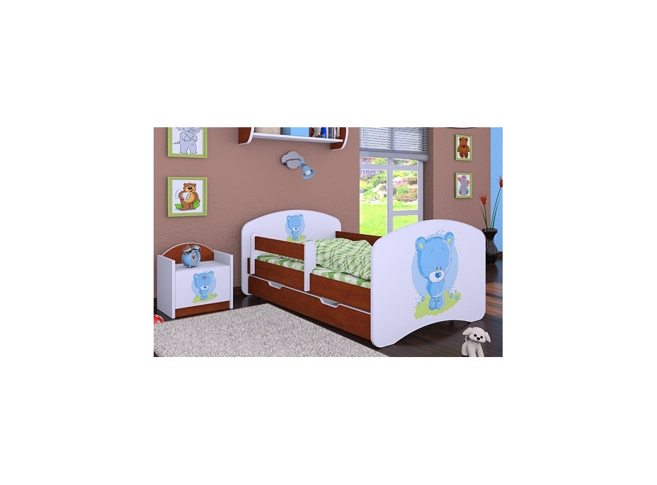 Detská posteľ so zásuvkou 180x90cm MODRÝ MEDVEDÍK