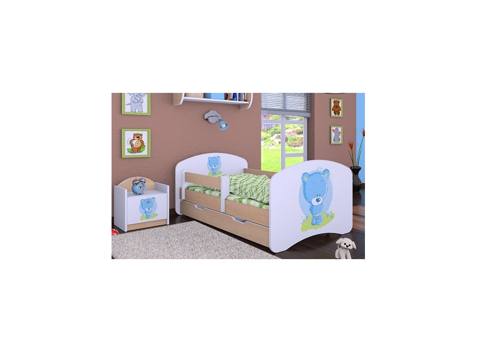Detská posteľ so zásuvkou 180x90cm MODRÝ MACKO