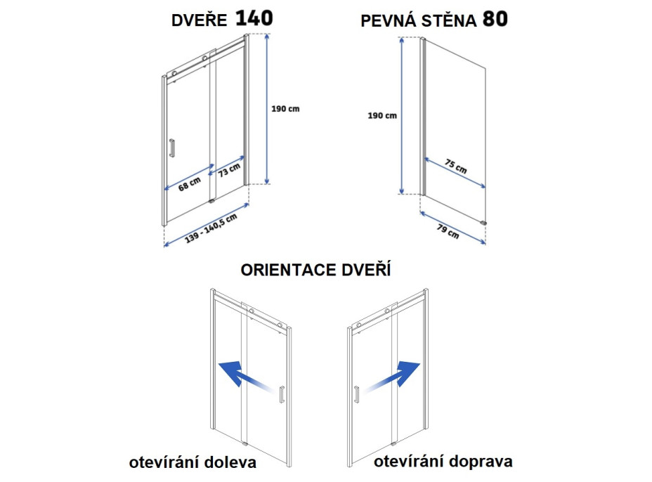 Sprchovací kút MAXMAX Rea NIXON 140x80 cm