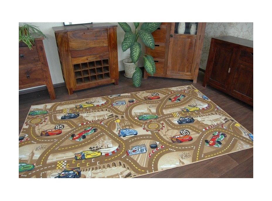 Detský koberec CARS hnedý metrážové