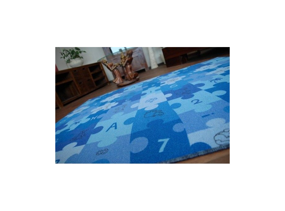 Detský koberec PUZZLE modrý