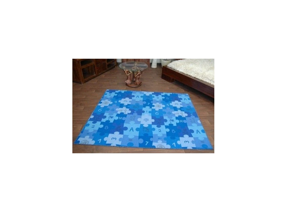 Detský koberec PUZZLE modrý