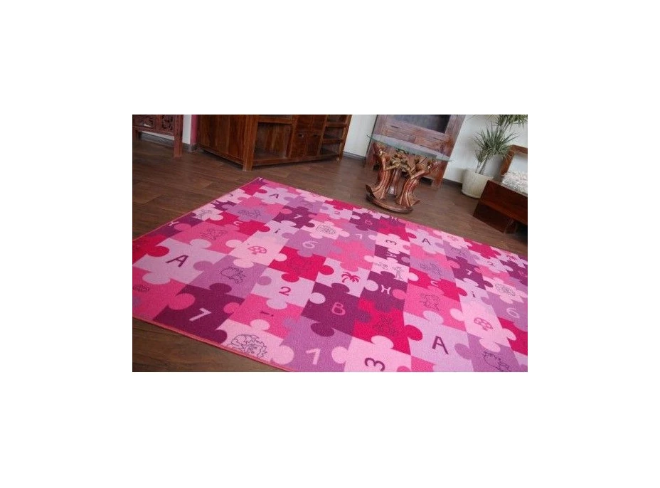 Detský koberec PUZZLE ružový
