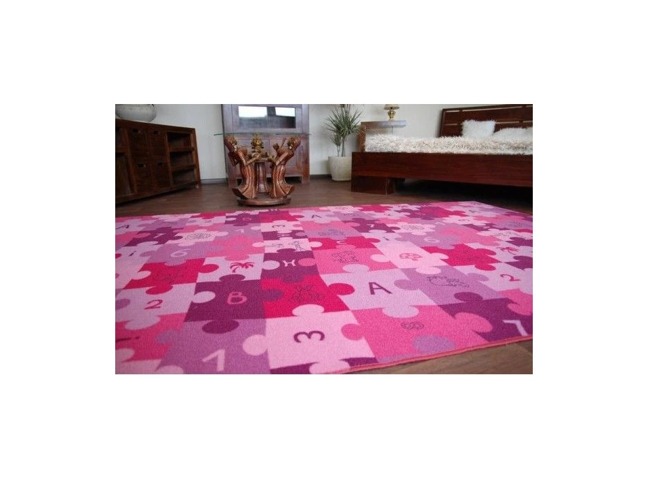 Detský koberec PUZZLE ružový