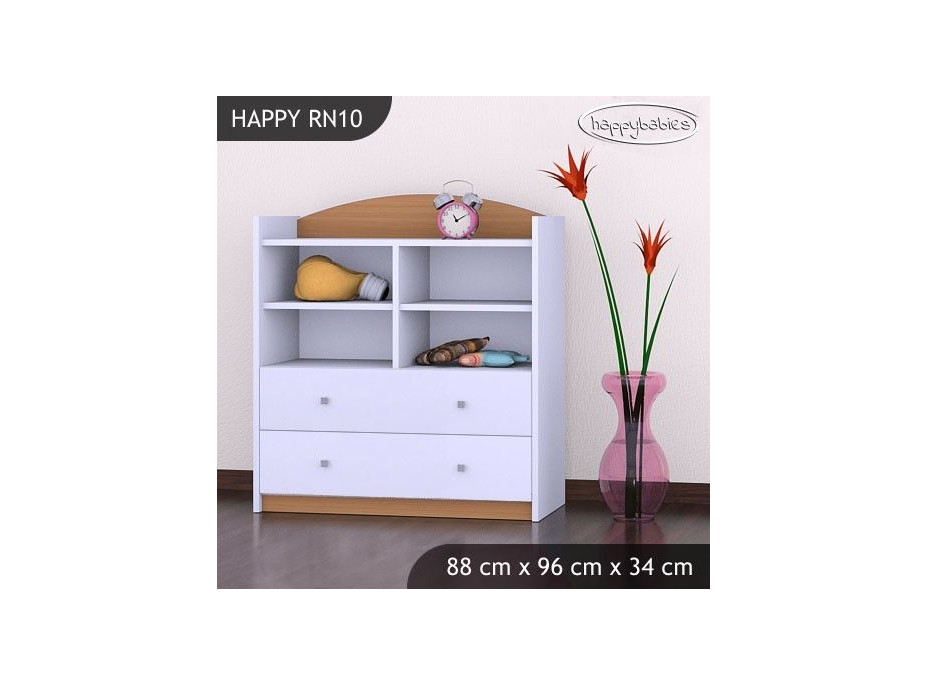 Detský úložný regál HAPPY bez motívu - TYP 10 - NÍZKY