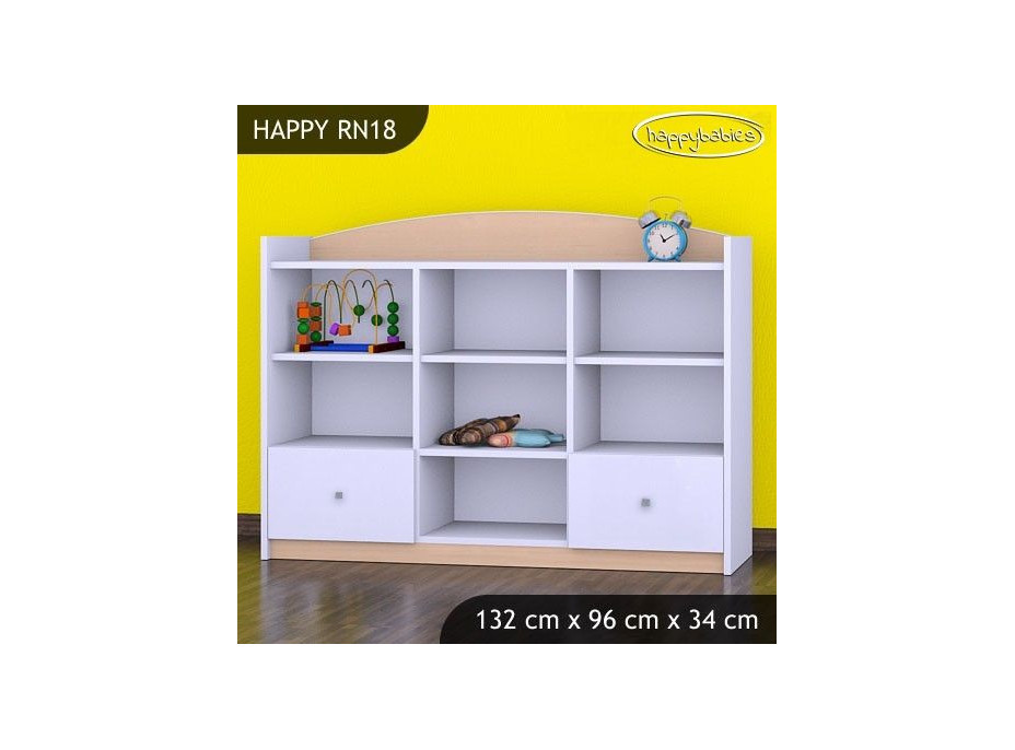 Detský úložný regál HAPPY bez motívu - TYP 18 - NÍZKY