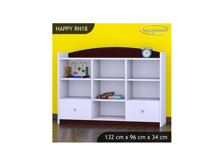 Detský úložný regál HAPPY bez motívu - TYP 18 - NÍZKY