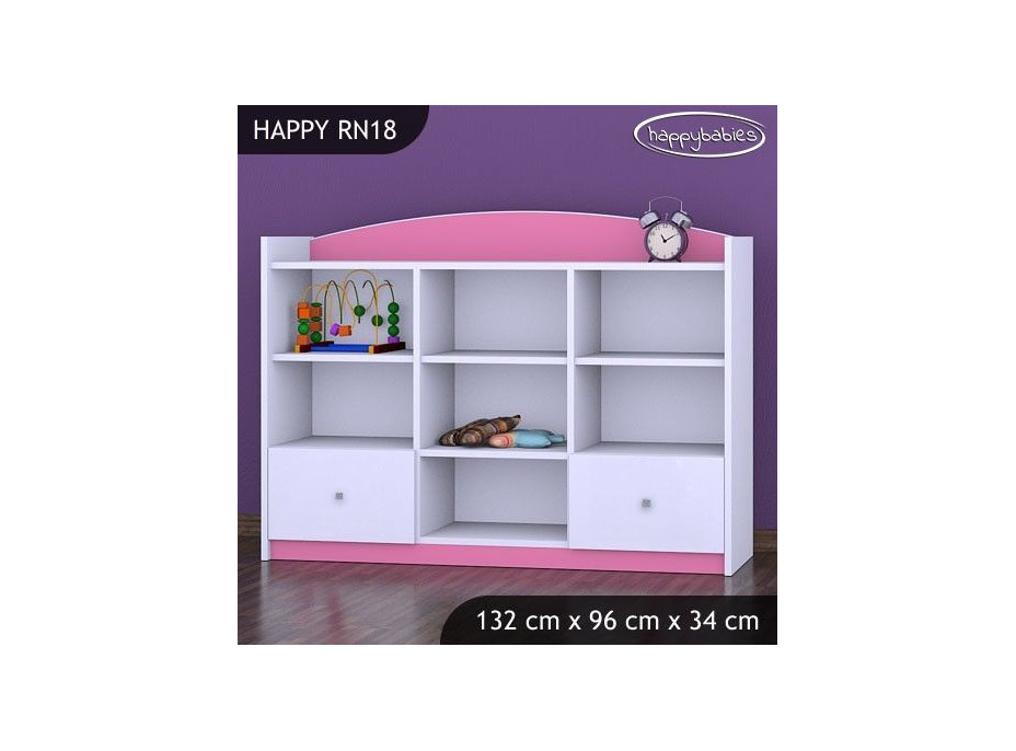 Detský úložný regál HAPPY bez motívu - TYP 18 - NÍZKY