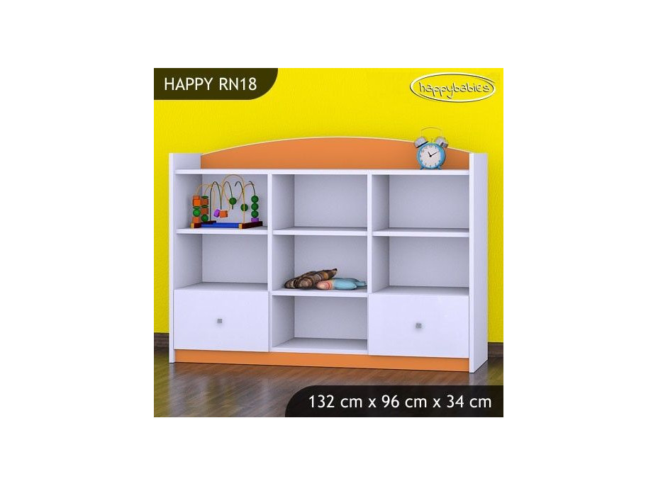 Detský úložný regál HAPPY bez motívu - TYP 18 - NÍZKY