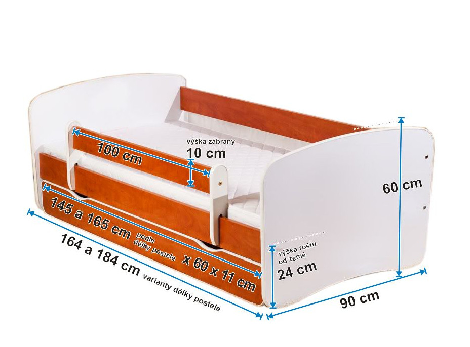 Detská posteľ so zásuvkou 160x70 cm - PANDA II.