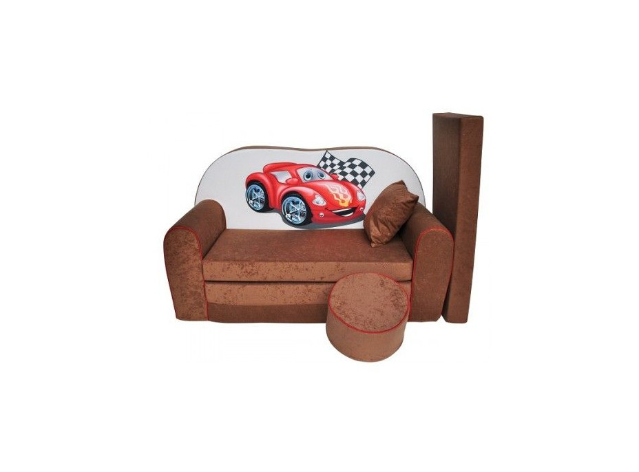 Detská pohovka PRETEKÁRSKA AUTO - svetlo hnedá