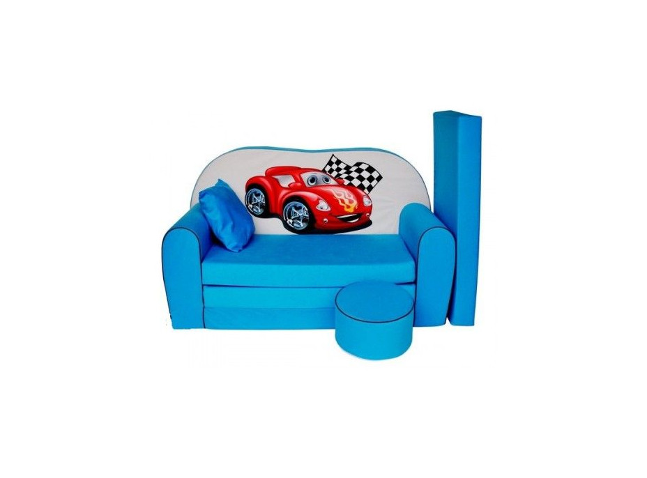 Detská pohovka PRETEKÁRSKE AUTO - svetlo modrá