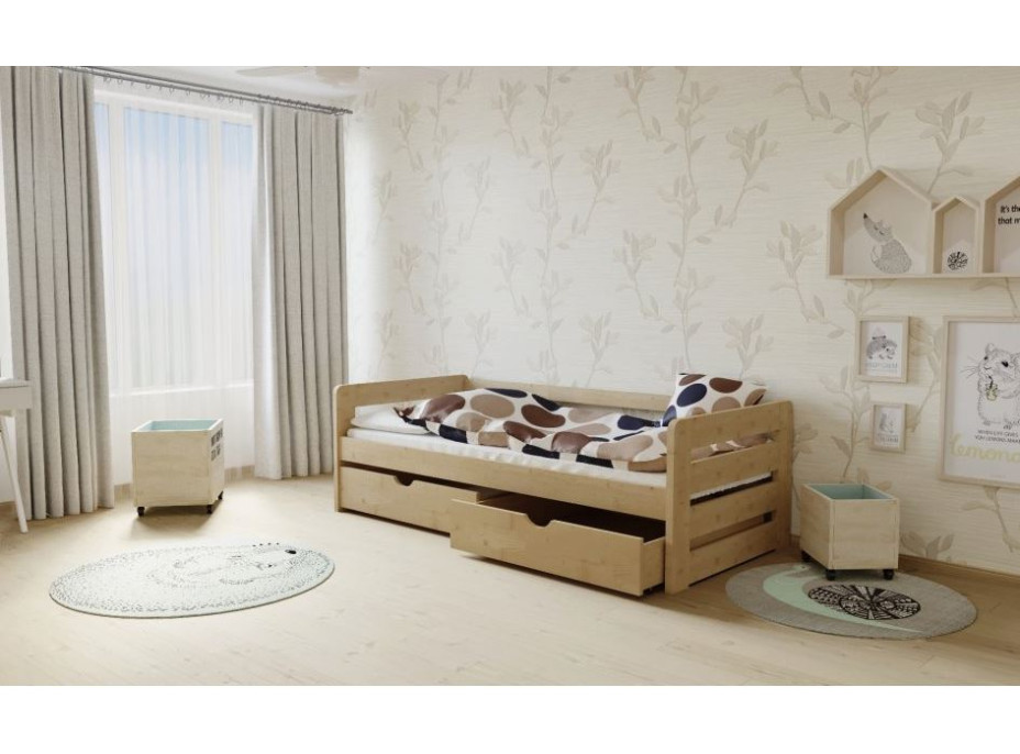 Detská posteľ z masívu 200x90cm bez šuplíku - M02 jelša