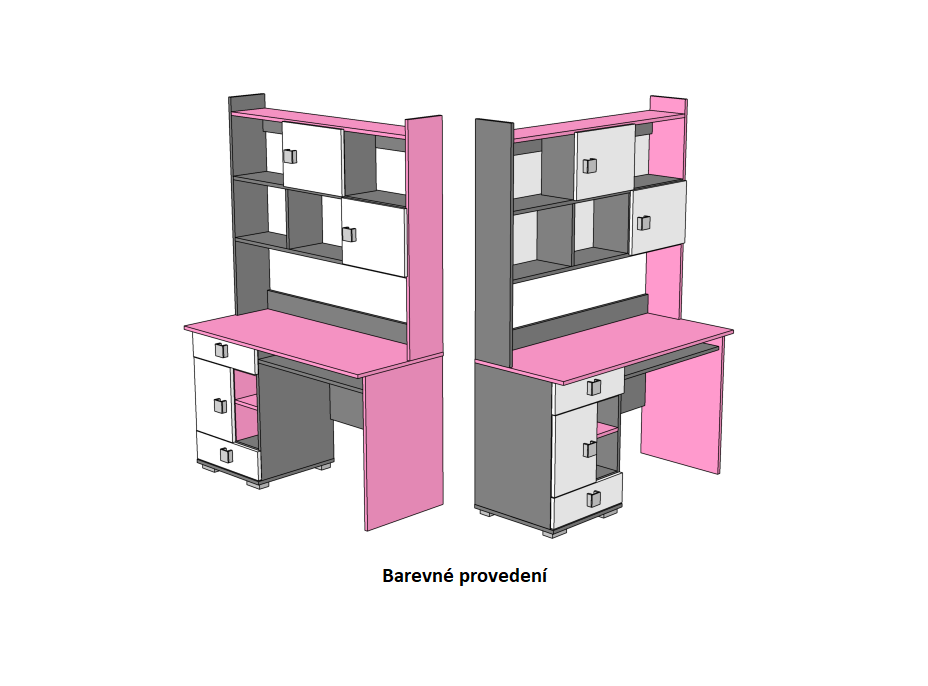 Písací stôl - PINK TYP B - farebné prevedenie