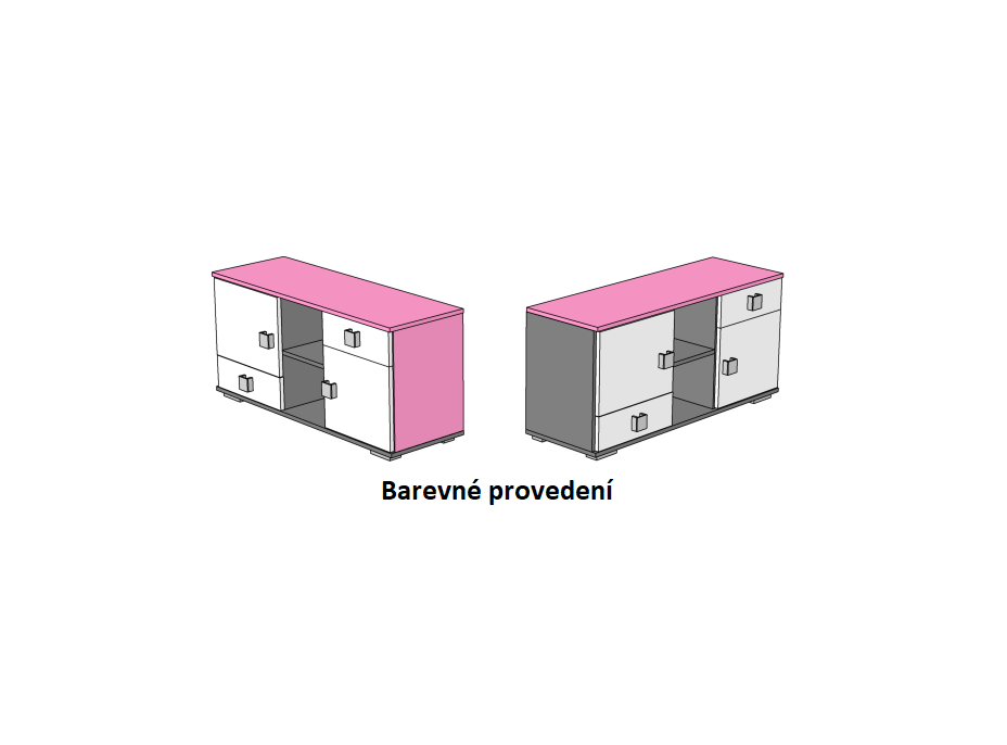 Komoda - PINK TYP C - farebné prevedenie