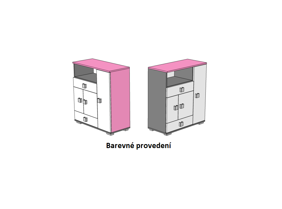 Komoda - PINK TYP D - farebné prevedenie