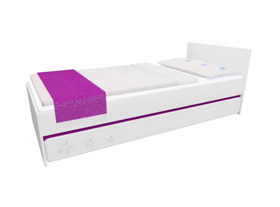 Detská posteľ so zásuvkou - STARS 200x90 cm - tmavo fialová