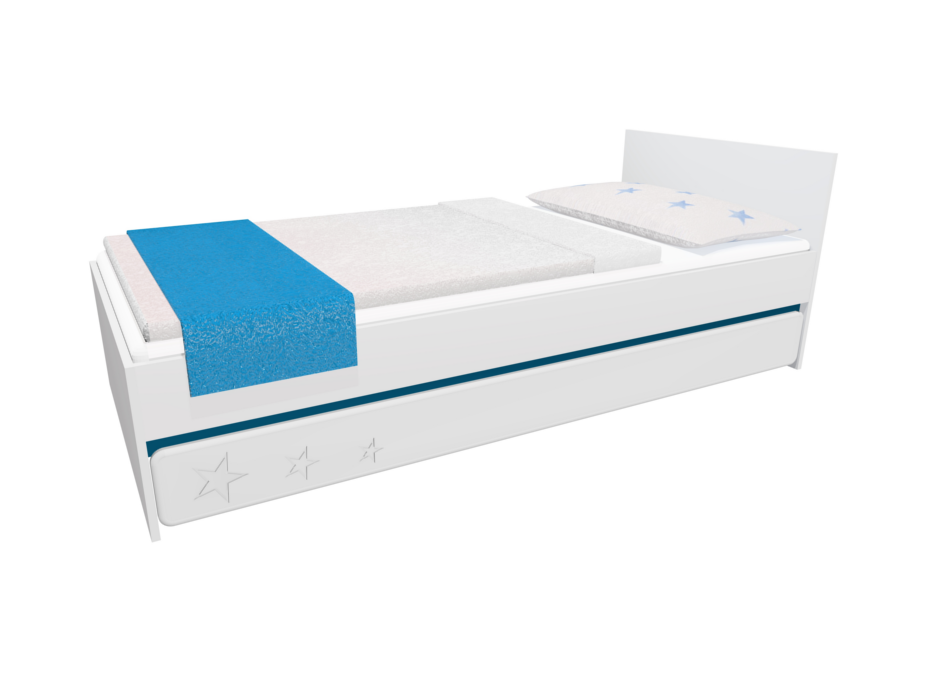 Detská posteľ so zásuvkou - STARS 200x90 cm - tmavo modrá