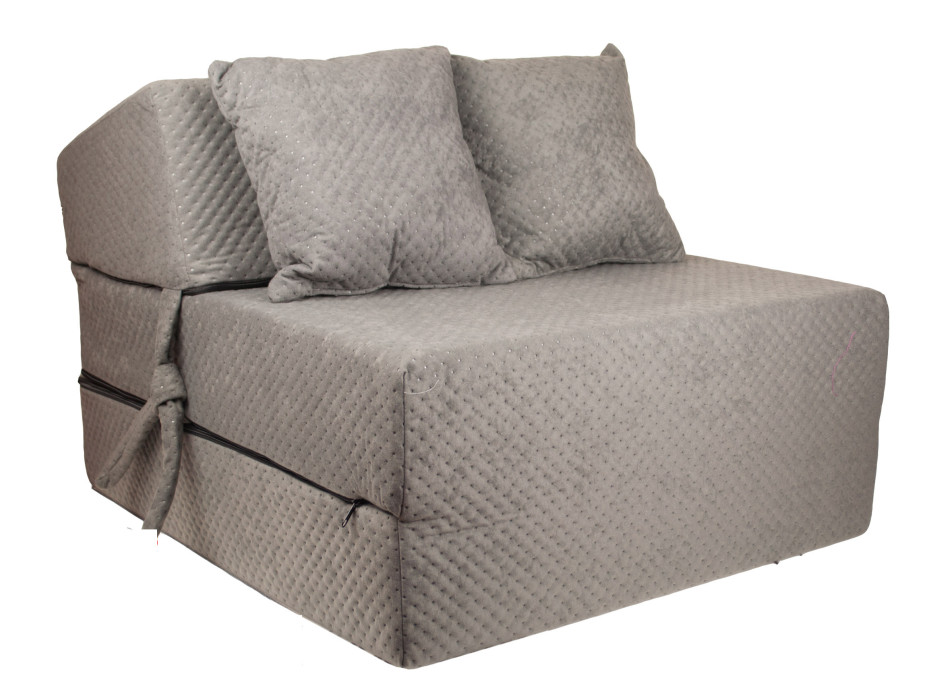 Rozkladacie molitanové kreslo (matrace) - prešívané šedé