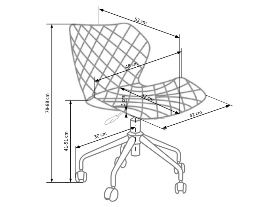 Detská otočná stolička MATRIX - rozmery