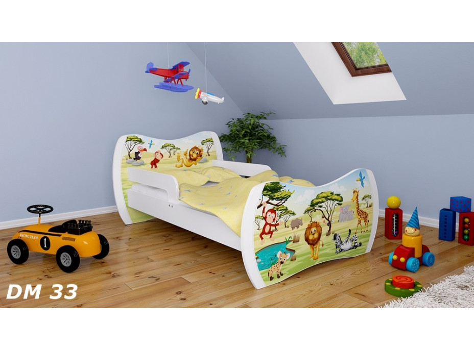 Detská posteľ bez šuplíku 140x70cm SAFARI PÁRTY + matrace ZADARMO!