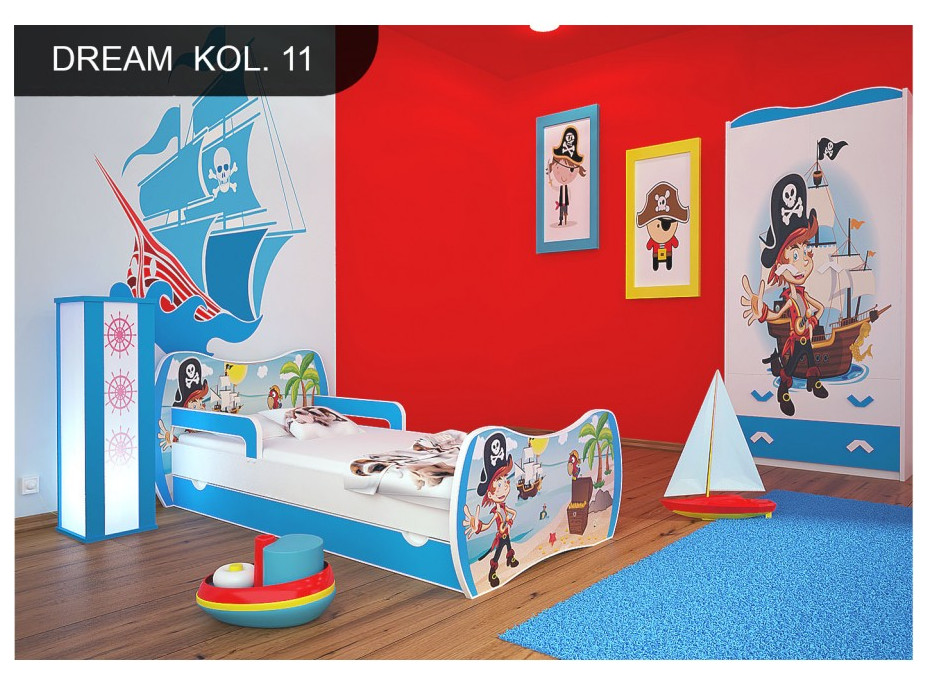 Detská posteľ so zásuvkou 180x90cm MALÝ PIRÁT + matrace ZADARMO!