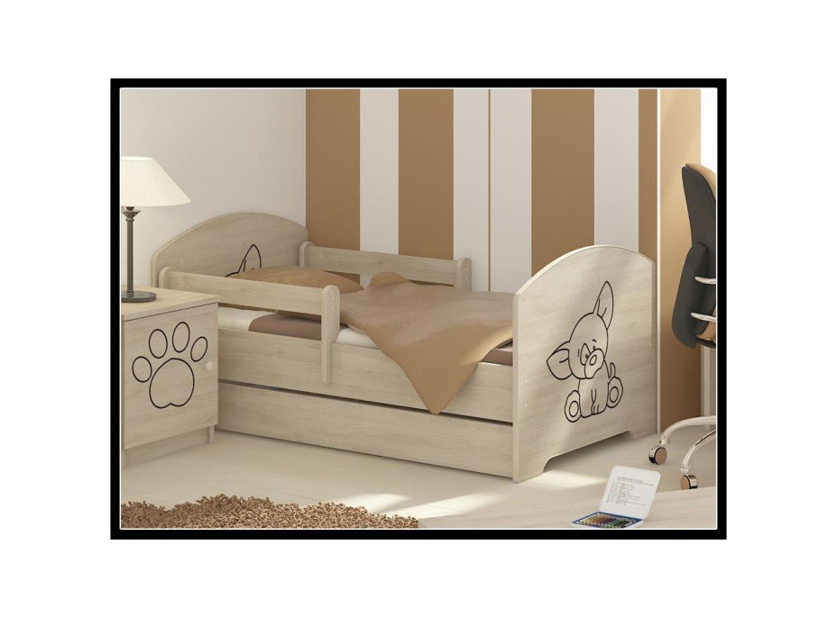 Detská posteľ s výrezom PSÍK - prírodná 160x80 cm