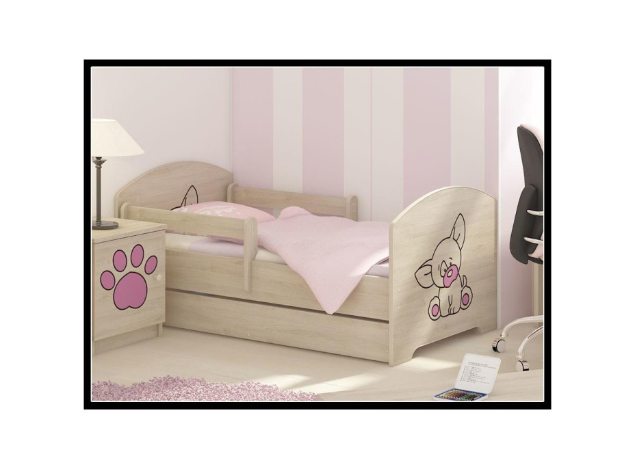 Detská posteľ s výrezom PSÍK - ružová 140x70 cm