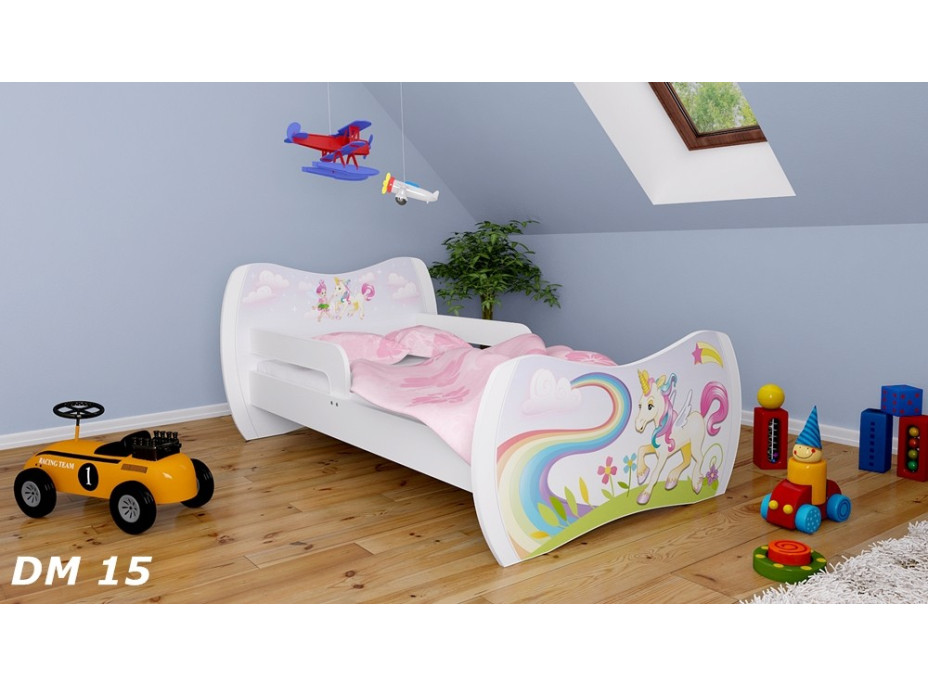 Detská posteľ bez šuplíku 180x90cm Jednorožec A DUHA + matrace ZADARMO!