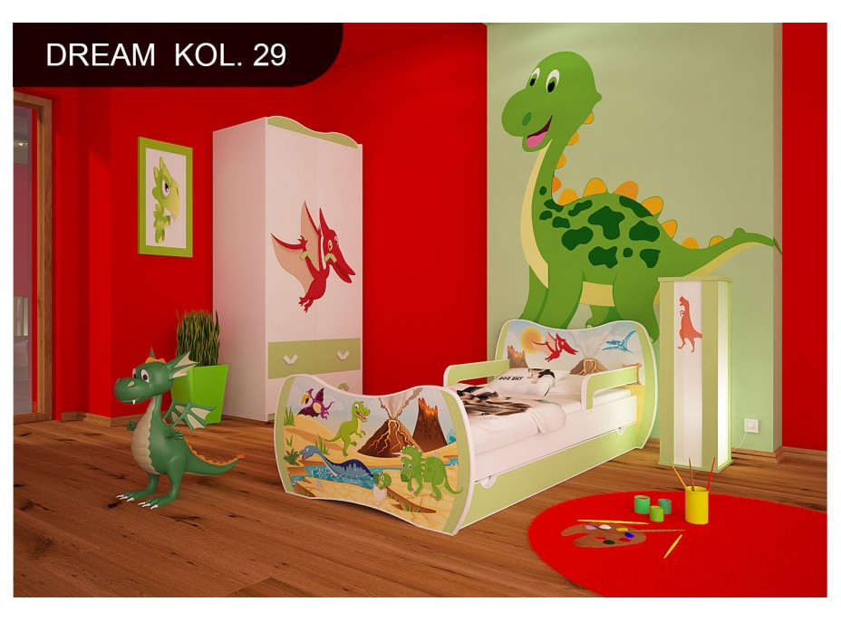 Detská posteľ so zásuvkou 160x80cm DINOSAURI + matrace ZADARMO!