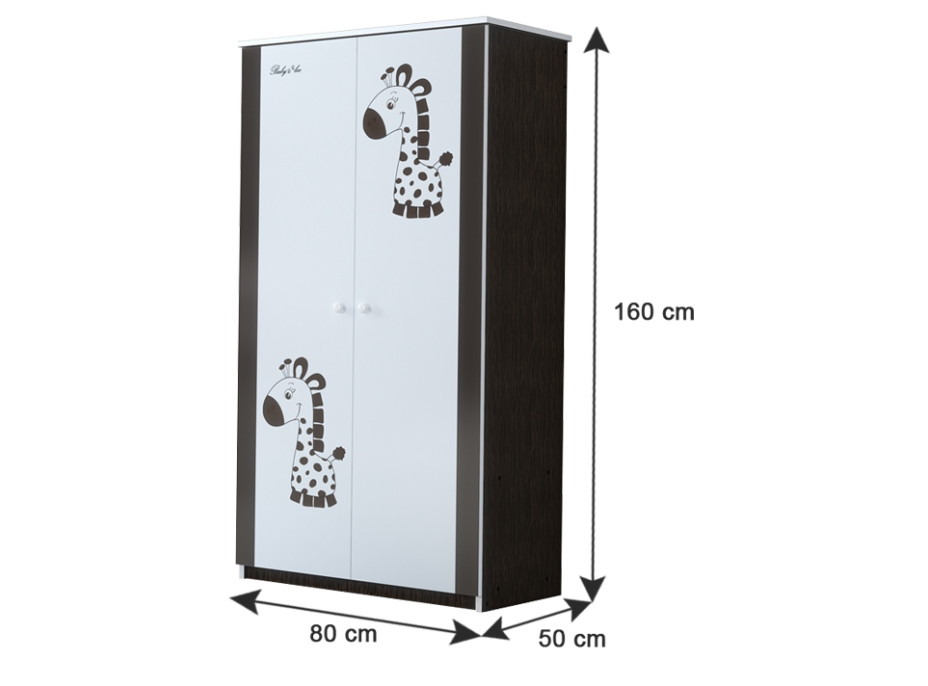 Detská šatníková skriňa s výrezom ŽIRAFA - ružová