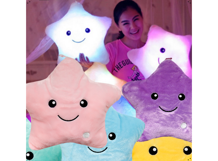 Svietiace vankúš HVIEZDA - modrý