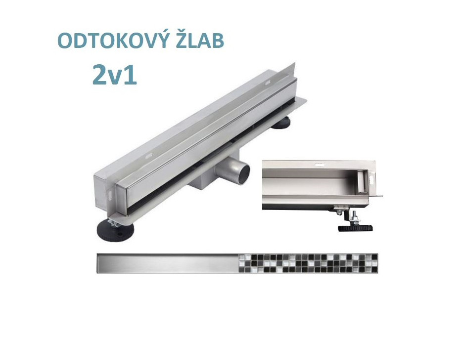 Sprchový žľab do steny NEO WALL 2v1 25-120 cm, 1030050