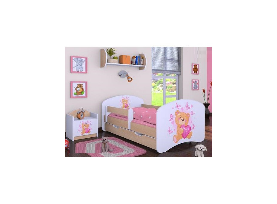 Detská posteľ so zásuvkou 180x90cm MÍŠA - svetlá hruška