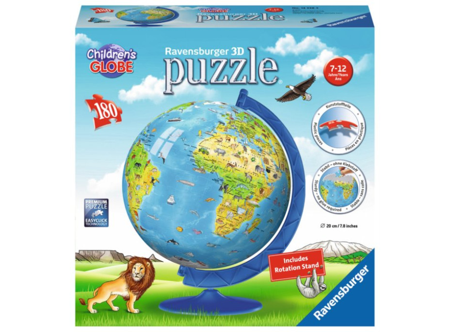Puzzleball: Detský globus so zvieratkami (anglický) - 180 dielikov