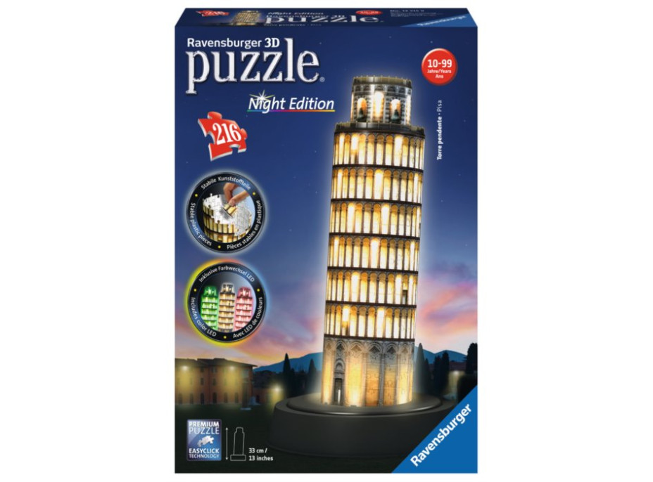 Svietiace 3D puzzle Šikmá veža v Pise - 216 dielikov